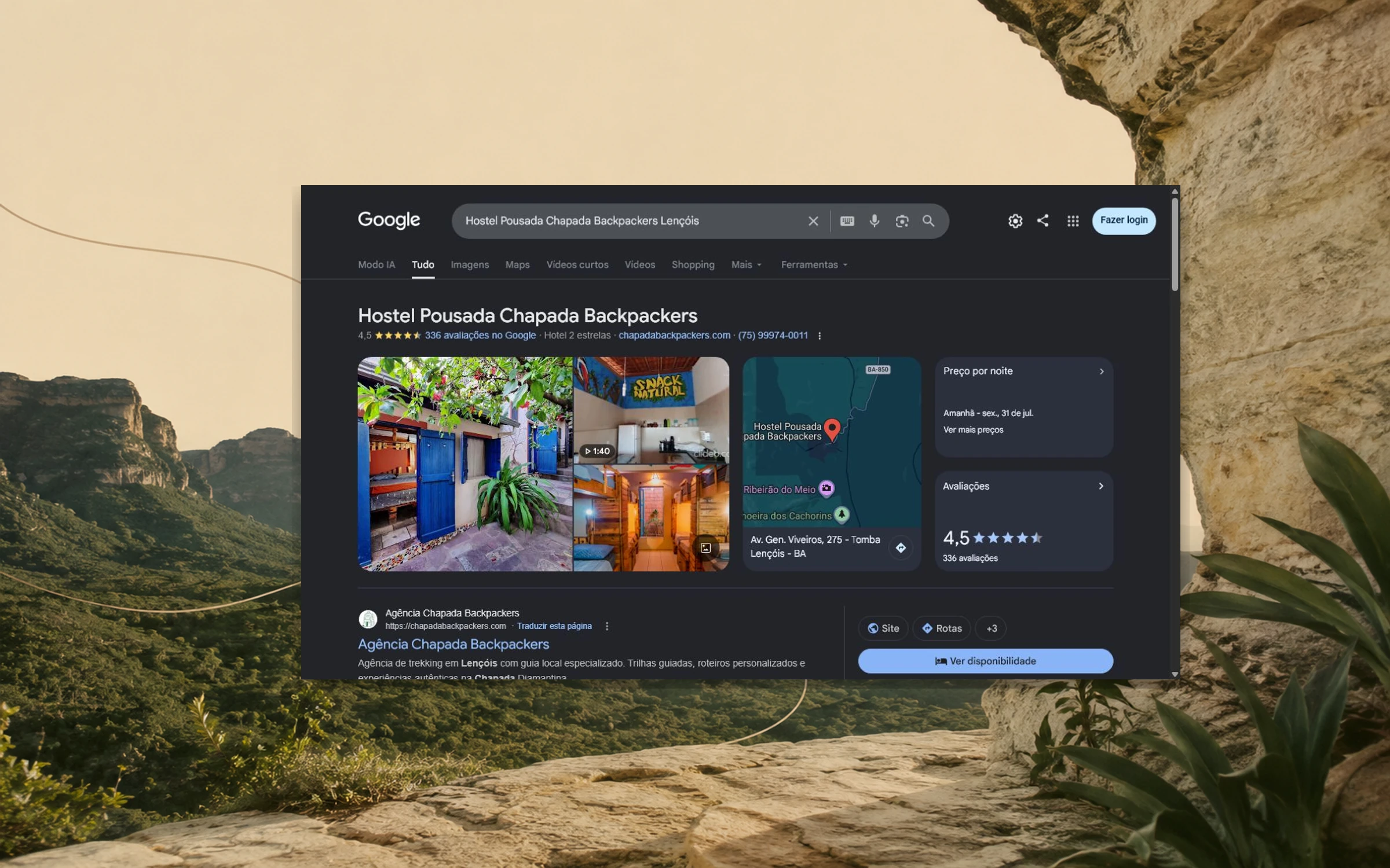 Perfil da Chapada Backpackers em uma composição editorial de viagem