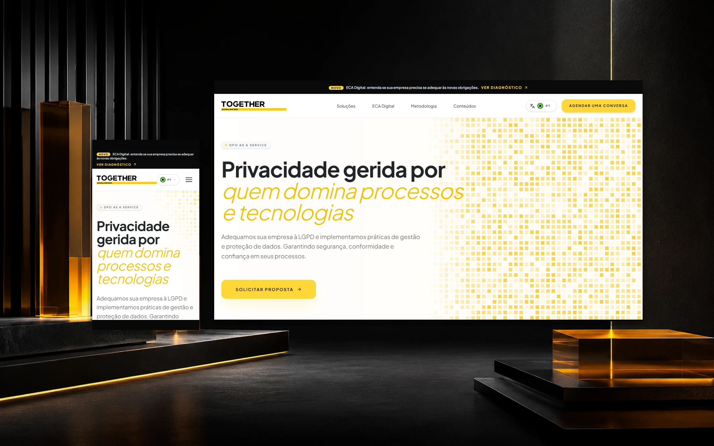 Site da Together apresentado em telas desktop e mobile