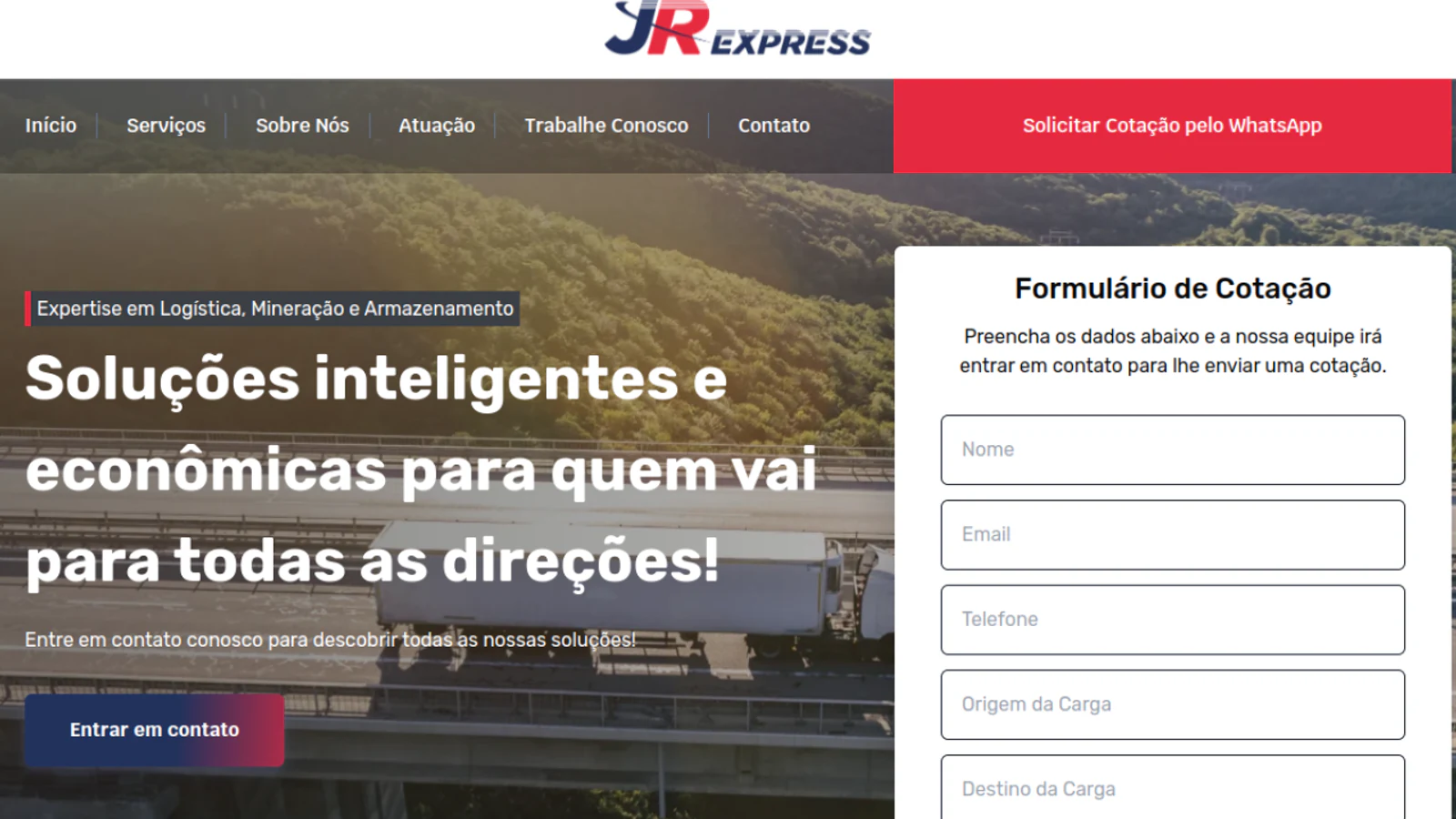 Abertura do site da JR Express